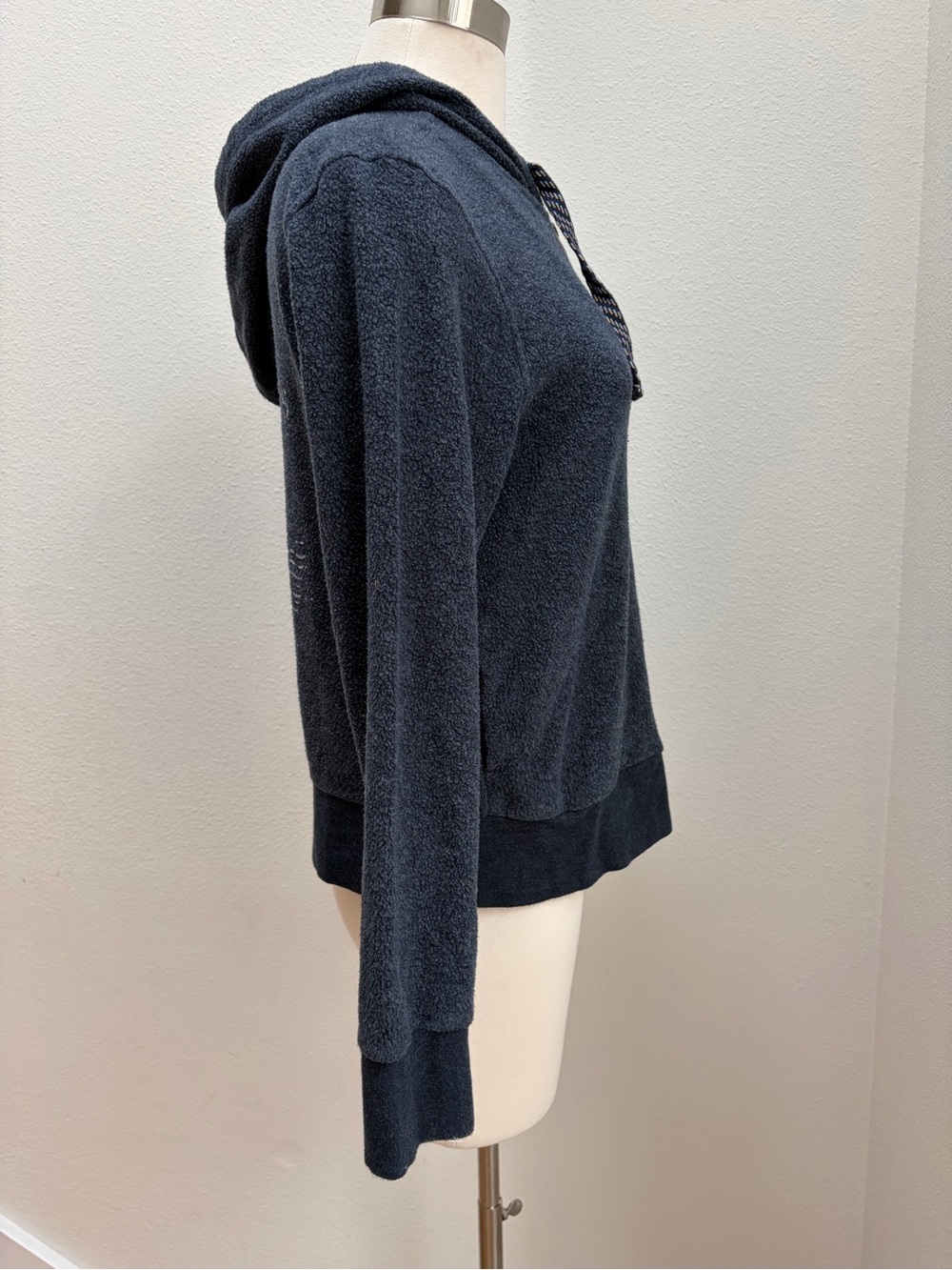 Faherty Zip Up Hoodie Terry Hooded Reverse Beach Jacket Navy Blue Size Medium - Picture 10 of 15